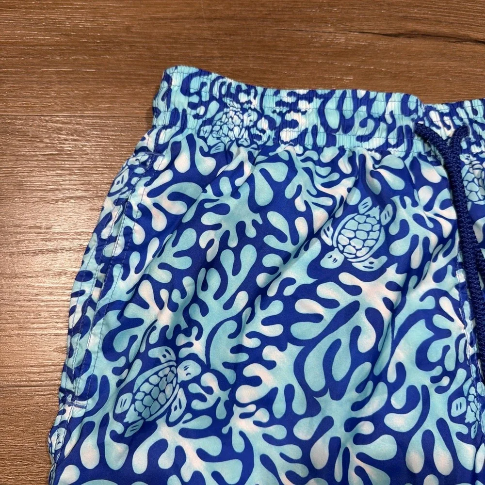 Vilebrequin Men's Size XL Swim Trunks Shorts Turtle Splash $325 Blue Bleu De Mer